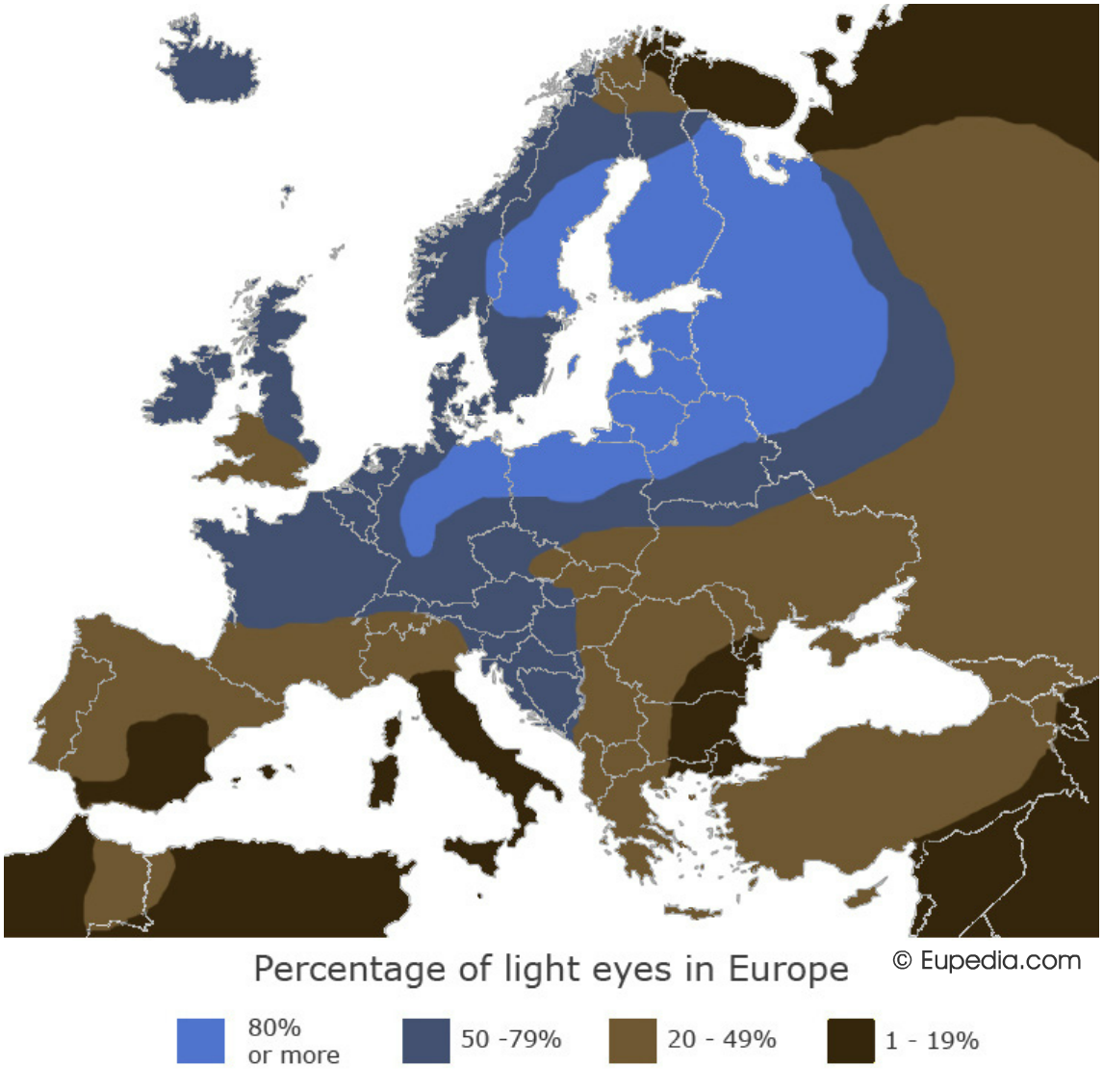 The apparent source of most light colored eyes on the planet.